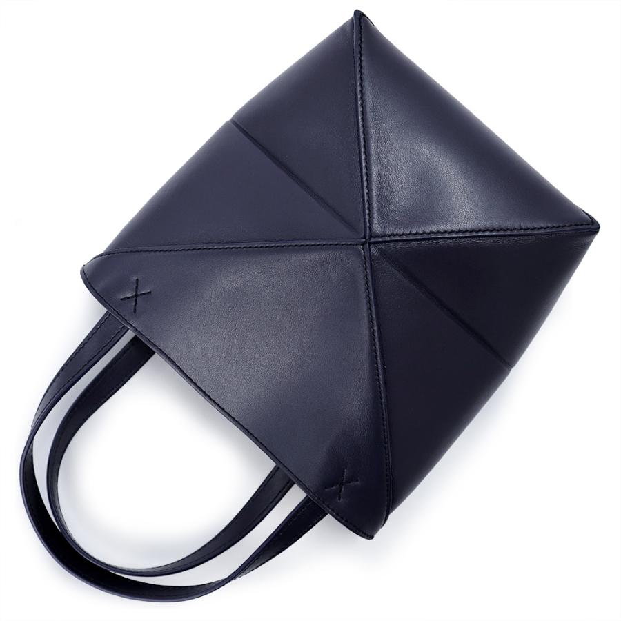 （未使用　展示品）LOEWE ロエベ A657V25X01 パズルフォルド トート ミニ シャイニーカーフスキン アビスブルー ネイビー 2Way ショルダー ハンドバッグ_5