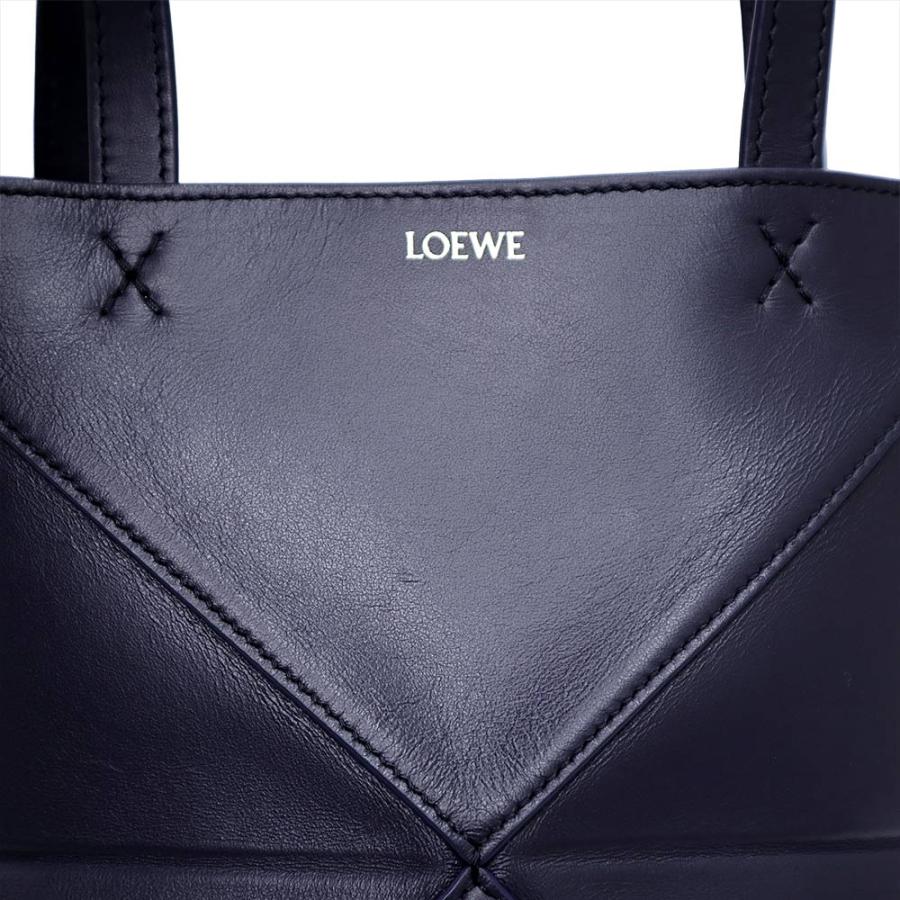 （未使用　展示品）LOEWE ロエベ A657V25X01 パズルフォルド トート ミニ シャイニーカーフスキン アビスブルー ネイビー 2Way ショルダー ハンドバッグ_8