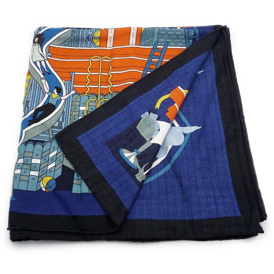 HERMES(エルメス) ストール(ショール) カレ140/カレジェアン ネイビー×ブルー×マルチ LA MAISON DES CARRES カシミヤ、シルク 楽天市場】【美品】 エルメス ショール カレ ジェアン 140 宮廷の馬具