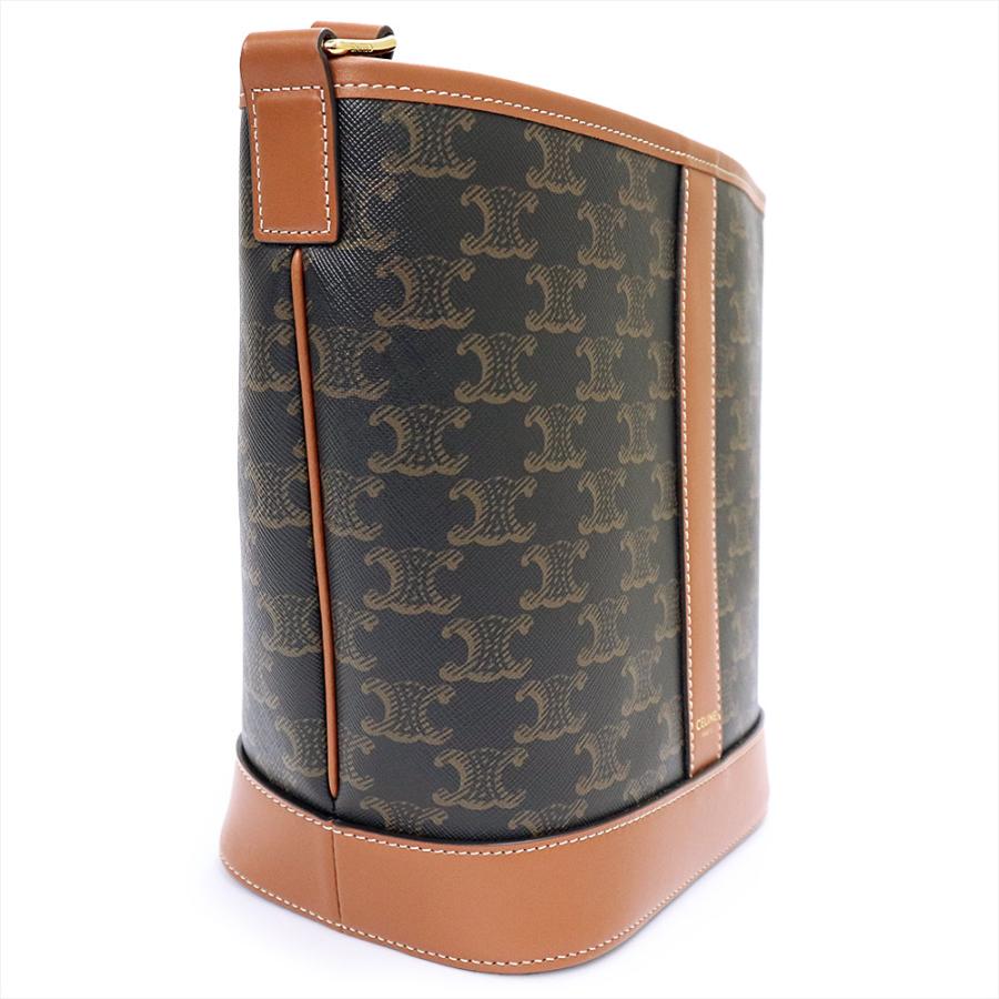 （未使用　展示品）CELINE セリーヌ 191442CAS04LU スモール バケット トリオンフキャンバス カーフスキン タン ブラウン ショルダーバッグ レザー ゴールド金具_2