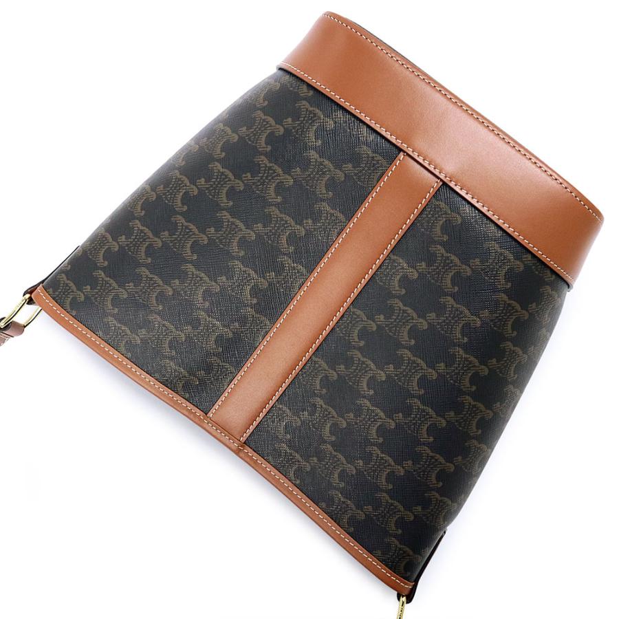 （未使用　展示品）CELINE セリーヌ 191442CAS04LU スモール バケット トリオンフキャンバス カーフスキン タン ブラウン ショルダーバッグ レザー ゴールド金具_4