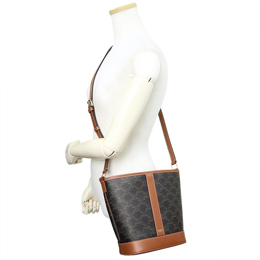 （未使用　展示品）CELINE セリーヌ 191442CAS04LU スモール バケット トリオンフキャンバス カーフスキン タン ブラウン ショルダーバッグ レザー ゴールド金具_6