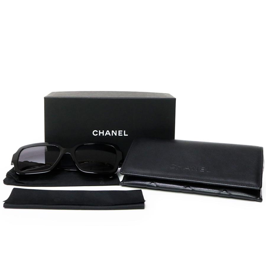（中古）CHANEL シャネル A71469 サングラス パール ココマーク オクタゴン ブラック プラスチック メガネ 眼鏡 アイウェア ゴールド金具の画像