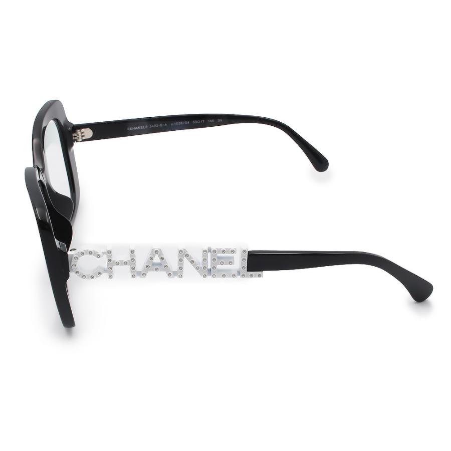（美品）CHANEL シャネル 5422-B-A A71353 スクエア シェイプ ココマーク ロゴ ラインストーン アセテート ブラック ホワイト メガネ サングラス アイウェアの画像