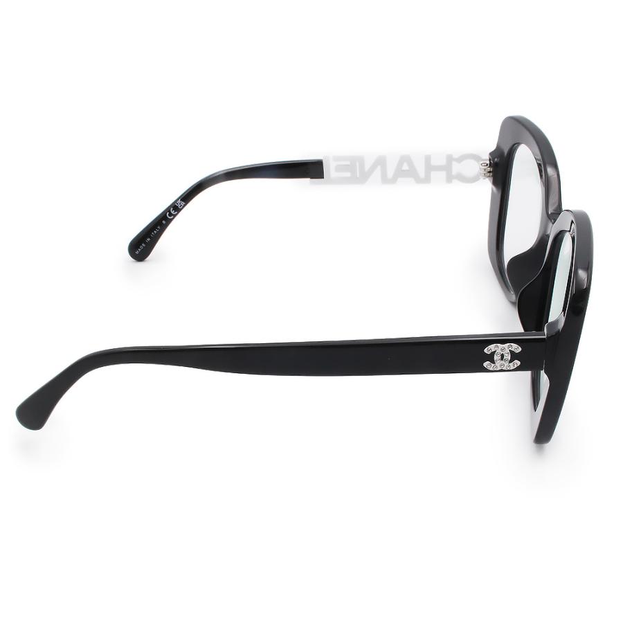 （美品）CHANEL シャネル 5422-B-A A71353 スクエア シェイプ ココマーク ロゴ ラインストーン アセテート ブラック ホワイト メガネ サングラス アイウェアの画像