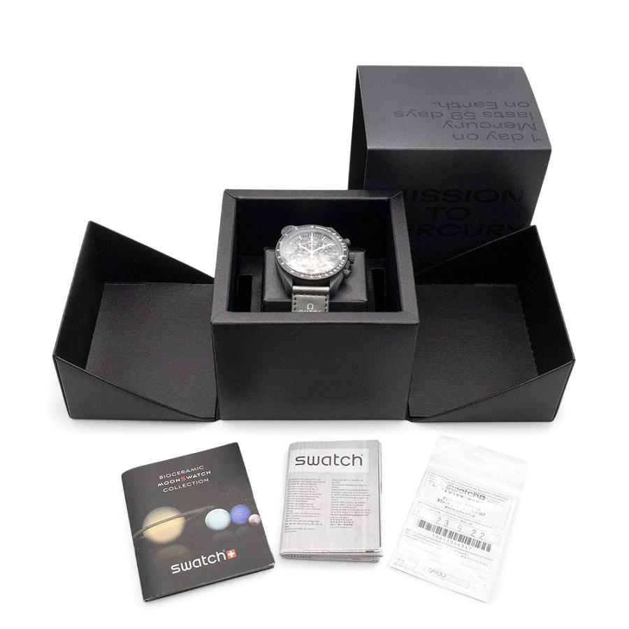 （未使用　展示品）OMEGA オメガ Swatch スウォッチ SO33A100 ミッション トゥ マーキュリー スピードマスター ムーンスウォッチ グレー ブラック 腕時計 箱付の画像