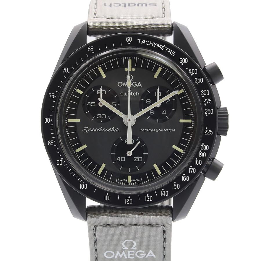 （未使用　展示品）OMEGA オメガ Swatch スウォッチ SO33A100 ミッション トゥ マーキュリー スピードマスター ムーンスウォッチ グレー ブラック 腕時計 箱付の画像