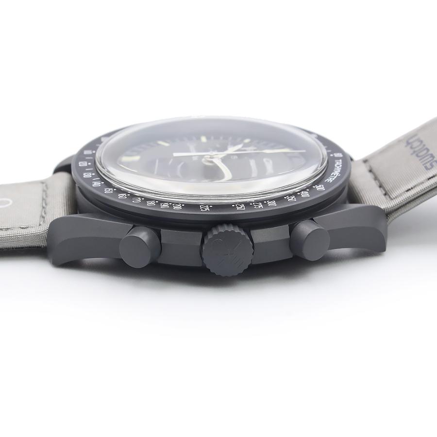 （未使用　展示品）OMEGA オメガ Swatch スウォッチ SO33A100 ミッション トゥ マーキュリー スピードマスター ムーンスウォッチ グレー ブラック 腕時計 箱付の画像