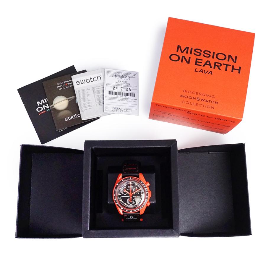 オメガ SO33O100 スウォッチ Swatch MISSION ON EARTH LAVA ミッション オン アース ラバ スピードマスター ムーンスウォッチ クロノグラフ クォーツ ナイロン バイオセラミック オレンジ ブラック 腕時計 箱付 OMEGA（未使用　展示品） OMEGA（オメガ） （未使用 展示品）OMEGA SO33O100 スウォッチ Swatch