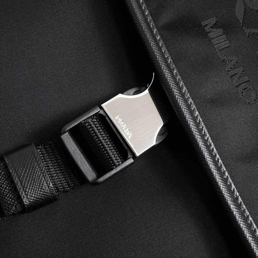 （未使用　展示品）PRADA プラダ VA0951 テスート ナイロン サフィアーノ ネロ ブラック ロゴ メッセンジャー ショルダーバッグ レザー 斜め掛け シルバー金具_10