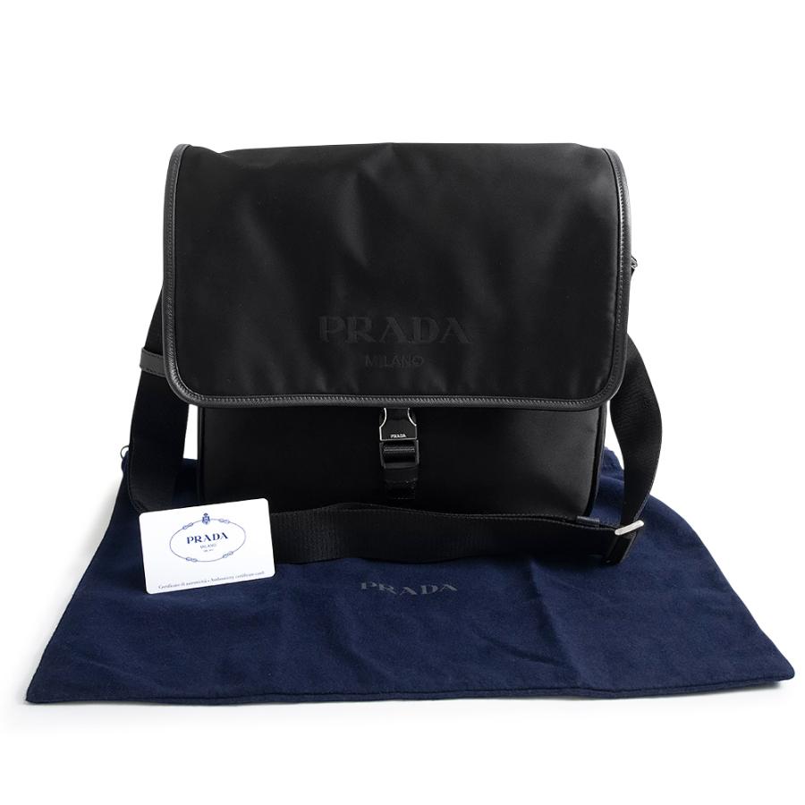 （未使用　展示品）PRADA プラダ VA0951 テスート ナイロン サフィアーノ ネロ ブラック ロゴ メッセンジャー ショルダーバッグ レザー 斜め掛け シルバー金具_1