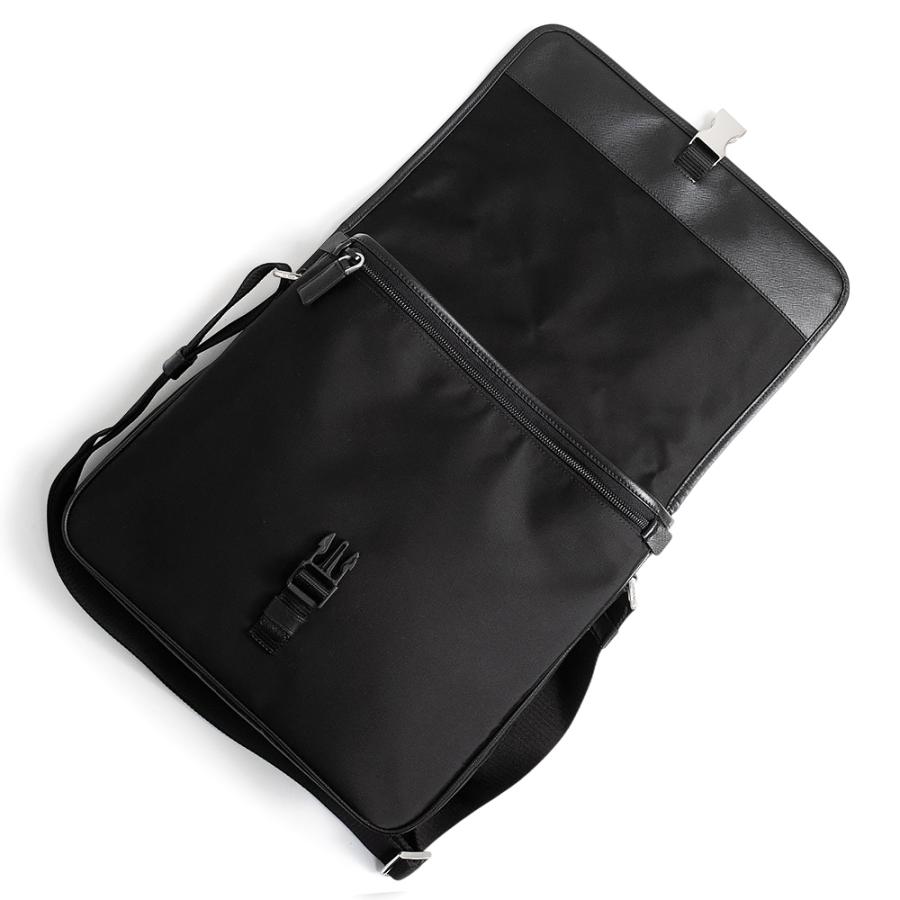（未使用　展示品）PRADA プラダ VA0951 テスート ナイロン サフィアーノ ネロ ブラック ロゴ メッセンジャー ショルダーバッグ レザー 斜め掛け シルバー金具_2