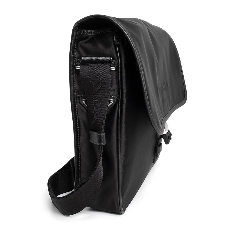 （未使用　展示品）PRADA プラダ VA0951 テスート ナイロン サフィアーノ ネロ ブラック ロゴ メッセンジャー ショルダーバッグ レザー 斜め掛け シルバー金具_4