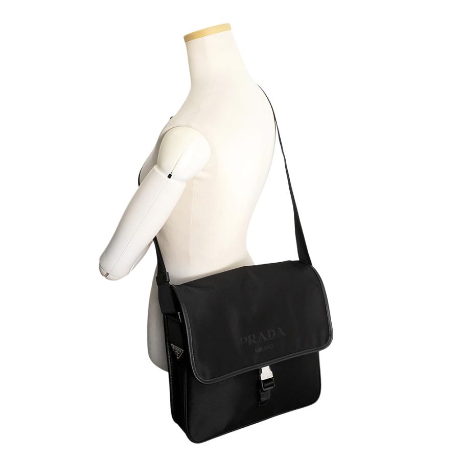 （未使用　展示品）PRADA プラダ VA0951 テスート ナイロン サフィアーノ ネロ ブラック ロゴ メッセンジャー ショルダーバッグ レザー 斜め掛け シルバー金具_8