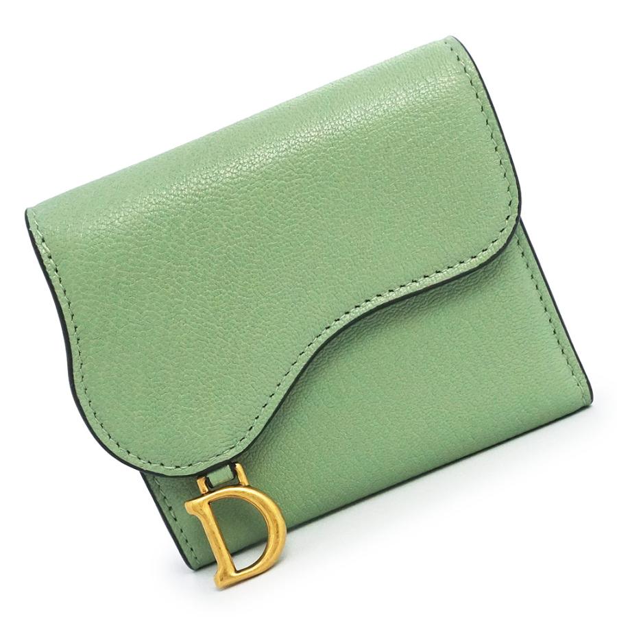 クリスチャンディオール S5652CCEH サドル SADDLE ロータスウォレット カーフスキン クイーンミント グリーン コンパクト 三つ折り財布 レザー アンティークゴールド金具 Christian Dior（未使用　展示品） Christian Dior（クリスチャン・ディオール） （未使用 展示品