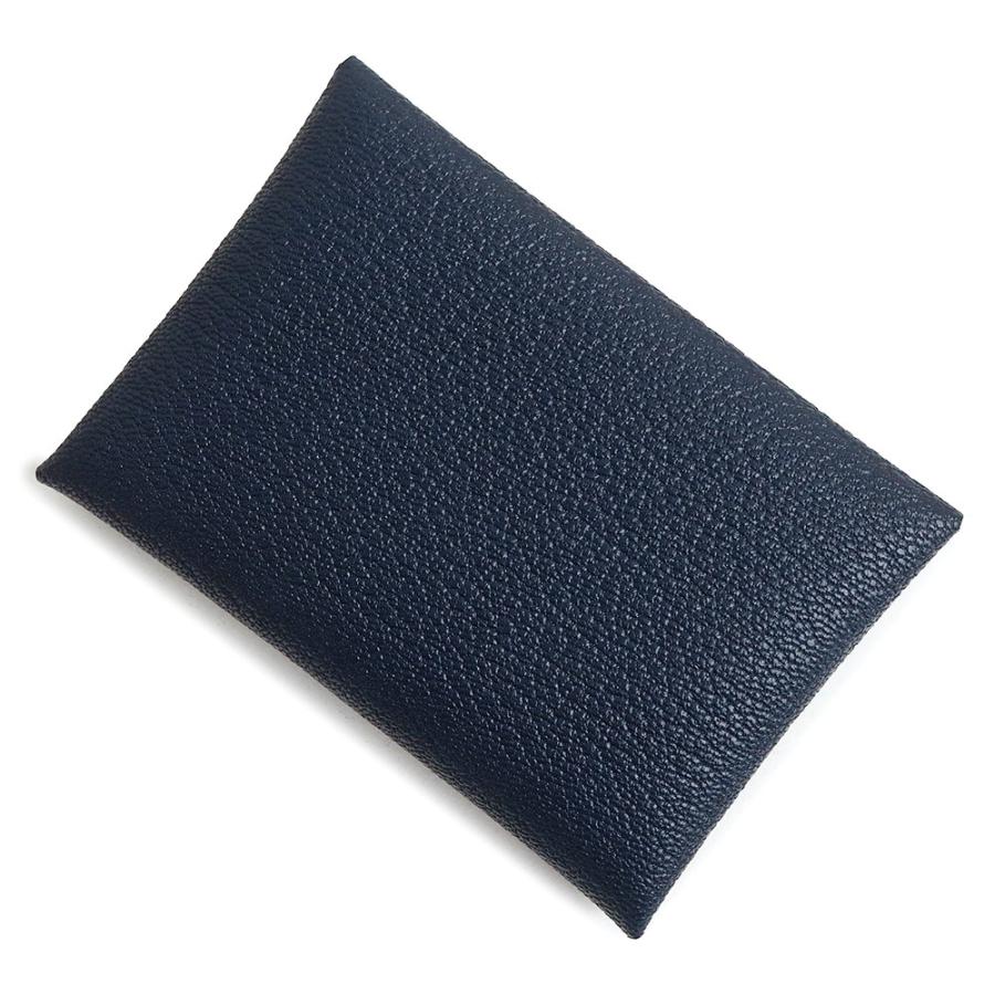 （新品・未使用品）HERMES エルメス カルヴィ デュオ コンパクト シェーブルミゾール Blue nuit ブルーニュイ ネイビー K刻印 コインケース シルバー金具 箱付の画像