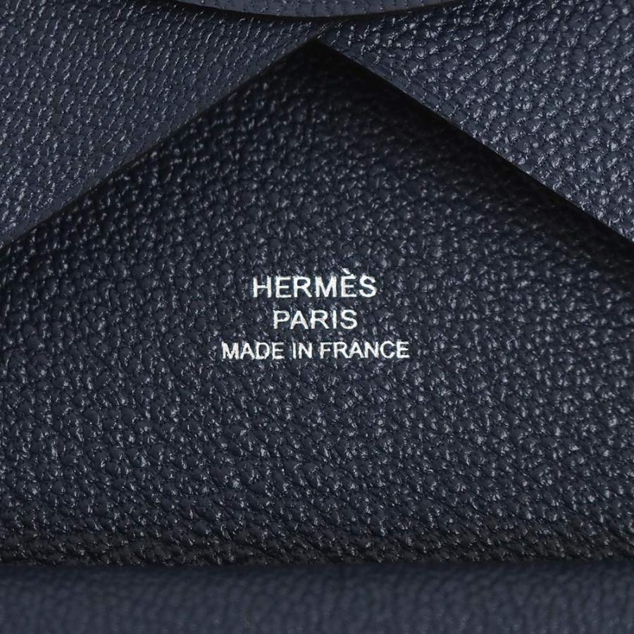（新品・未使用品）HERMES エルメス カルヴィ デュオ コンパクト シェーブルミゾール Blue nuit ブルーニュイ ネイビー K刻印 コインケース シルバー金具 箱付の画像