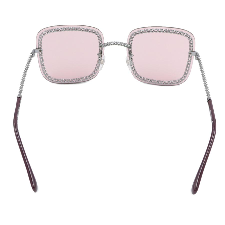 （美品）CHANEL シャネル 4244 A71291 チェーン ココマーク スクエア シェイプ アイウェア サングラス ピンク メタル シルバー 眼鏡の画像