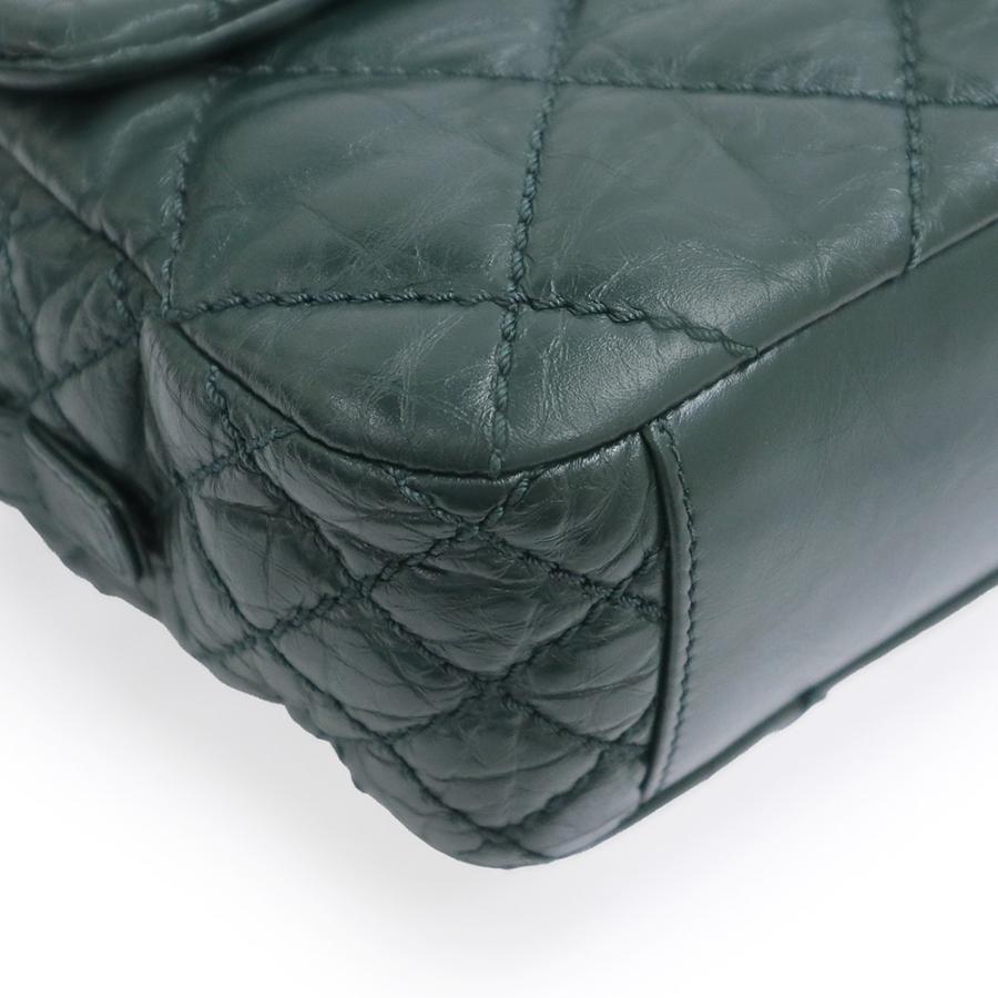 （中古）CHANEL シャネル A67373 ココマーク マトラッセ フラップ ダブルチェーン イリディッセント カーフスキン ダークグリーン 2WAY ショルダーバッグ レザー