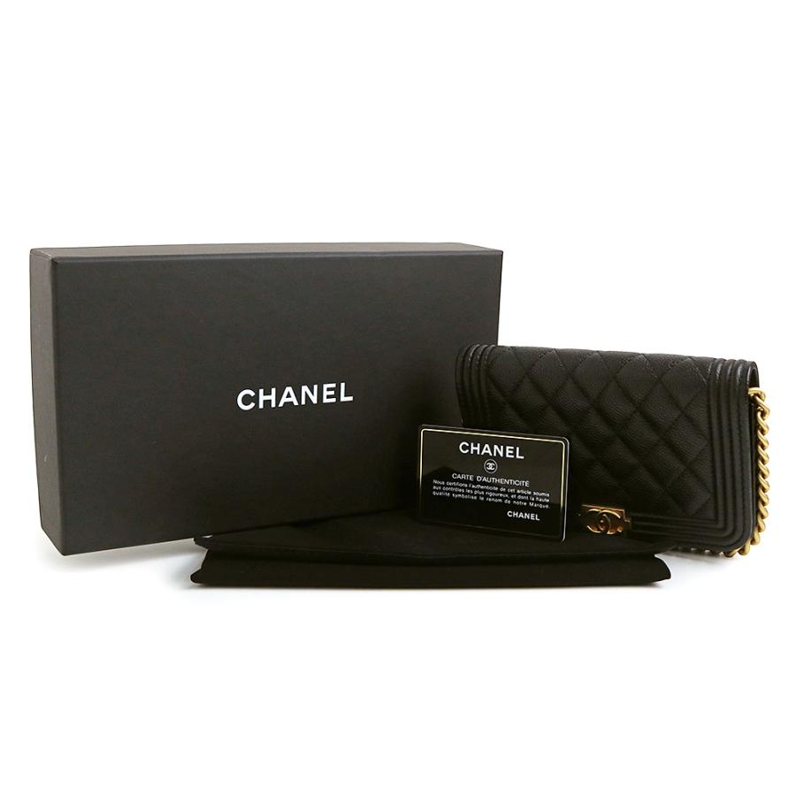 （未使用　展示品）CHANEL シャネル AP2205 ボーイシャネル マトラッセ ココマーク チェーンウォレット キャビアスキン ブラック ショルダーバッグ 斜め掛け_1