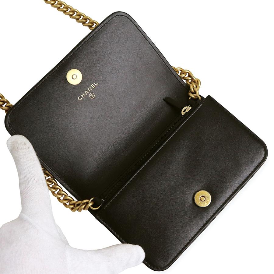 （未使用　展示品）CHANEL シャネル AP2205 ボーイシャネル マトラッセ ココマーク チェーンウォレット キャビアスキン ブラック ショルダーバッグ 斜め掛け_2