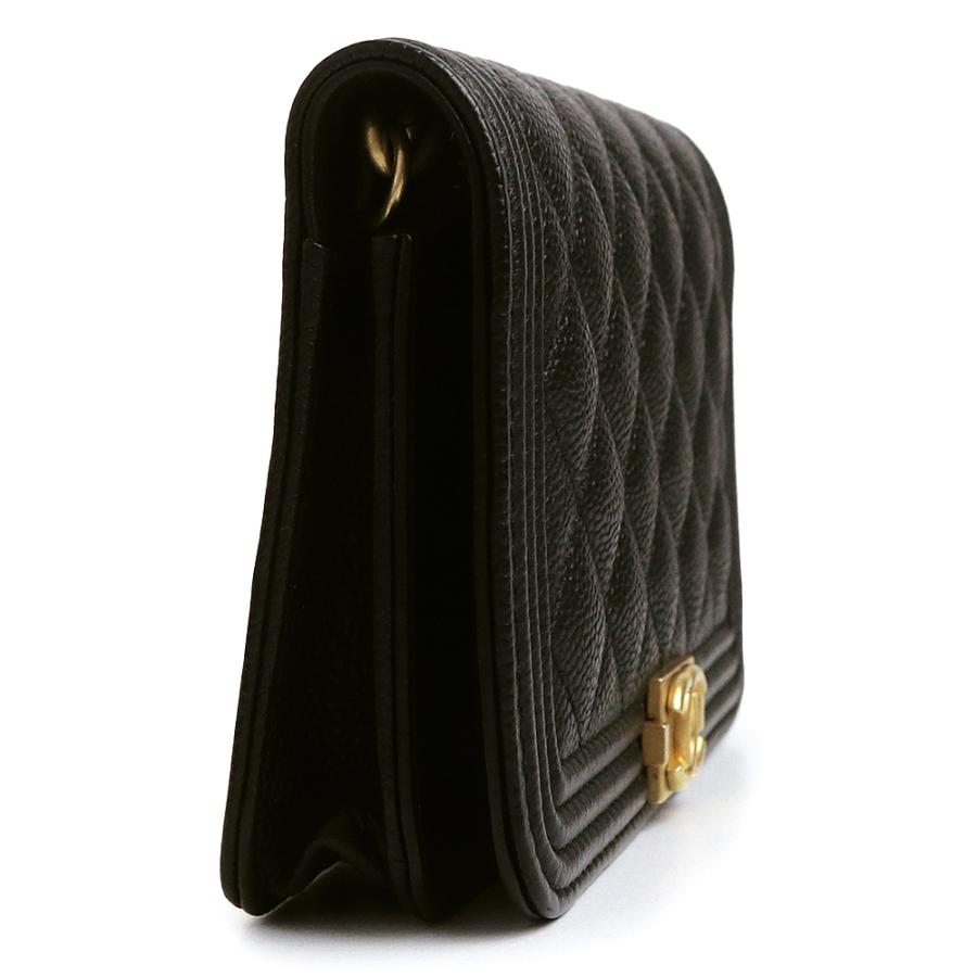 （未使用　展示品）CHANEL シャネル AP2205 ボーイシャネル マトラッセ ココマーク チェーンウォレット キャビアスキン ブラック ショルダーバッグ 斜め掛け_4