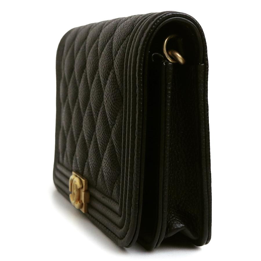 （未使用　展示品）CHANEL シャネル AP2205 ボーイシャネル マトラッセ ココマーク チェーンウォレット キャビアスキン ブラック ショルダーバッグ 斜め掛け_5