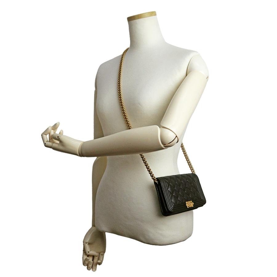 （未使用　展示品）CHANEL シャネル AP2205 ボーイシャネル マトラッセ ココマーク チェーンウォレット キャビアスキン ブラック ショルダーバッグ 斜め掛け_8