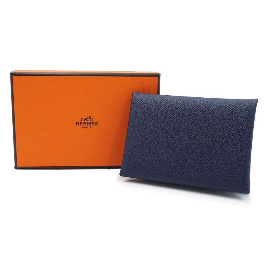 （新品・未使用品）HERMES エルメス カルヴィ デュオ コンパクト ヴォーエプソン ブルーネイビー B刻印 コインケース 小銭入れ 財布 カードケース 名刺入れの画像