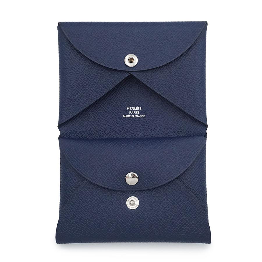 （新品・未使用品）HERMES エルメス カルヴィ デュオ コンパクト ヴォーエプソン ブルーネイビー B刻印 コインケース 小銭入れ 財布 カードケース 名刺入れの画像