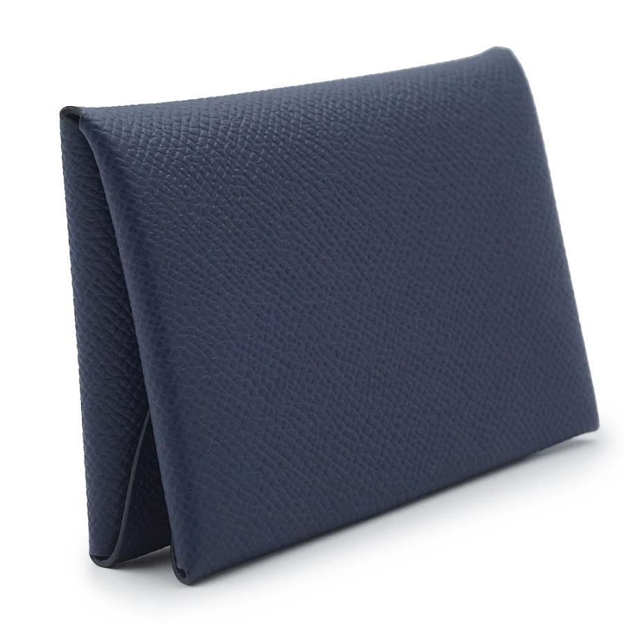 （新品・未使用品）HERMES エルメス カルヴィ デュオ コンパクト ヴォーエプソン ブルーネイビー B刻印 コインケース 小銭入れ 財布 カードケース 名刺入れの画像