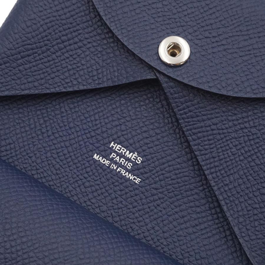 （新品・未使用品）HERMES エルメス カルヴィ デュオ コンパクト ヴォーエプソン ブルーネイビー B刻印 コインケース 小銭入れ 財布 カードケース 名刺入れの画像