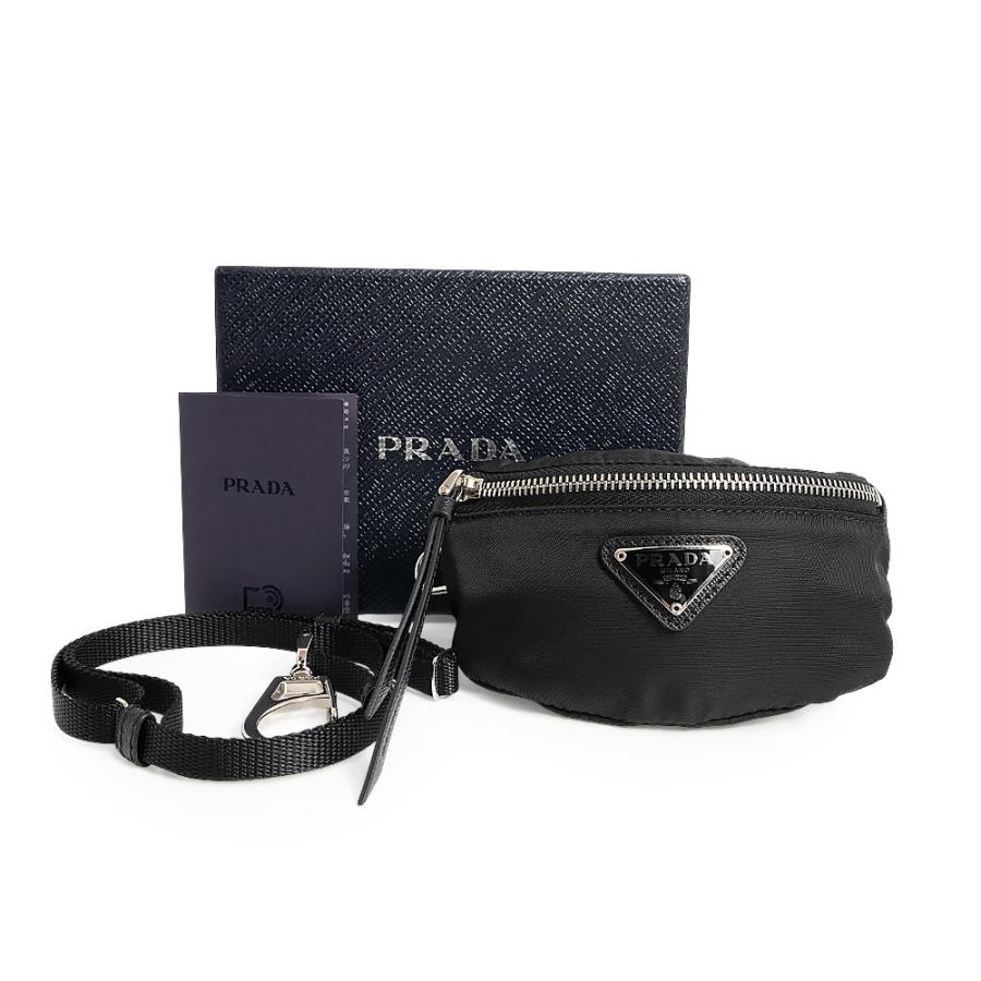 （新品・未使用品）PRADA プラダ 2TT116 トライアングル 三角ロゴ TESSUTO RE-NYLON テスート ナイロン ネロ ブラック ショルダー ポーチ シルバー金具 箱付の画像