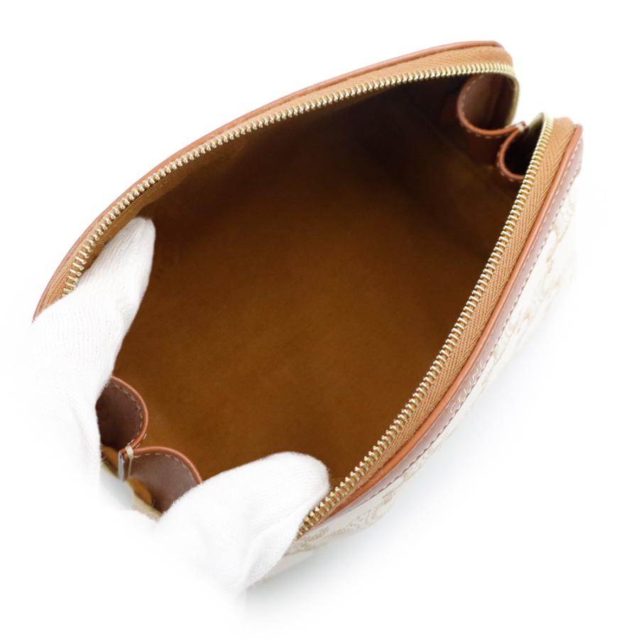 （新品・未使用品）CELINE セリーヌ 4M1622CZJ スモール コスメティックポーチ トリオンフキャンバス カーフスキン ホワイト ブラウン 化粧ポーチ レザー_2