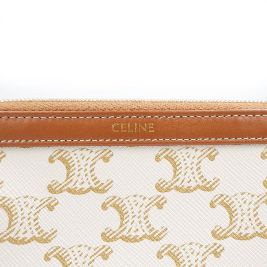 （新品・未使用品）CELINE セリーヌ 4M1622CZJ スモール コスメティックポーチ トリオンフキャンバス カーフスキン ホワイト ブラウン 化粧ポーチ レザー_6