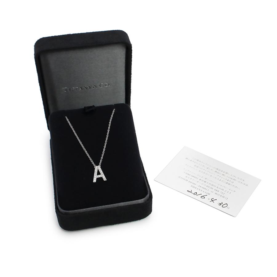 （美品）TIFFANY&Co. ティファニー レター イニシャル A アルファベット Pt950 プラチナ 19Pダイヤモンド シルバー ネックレス ペンダントの画像