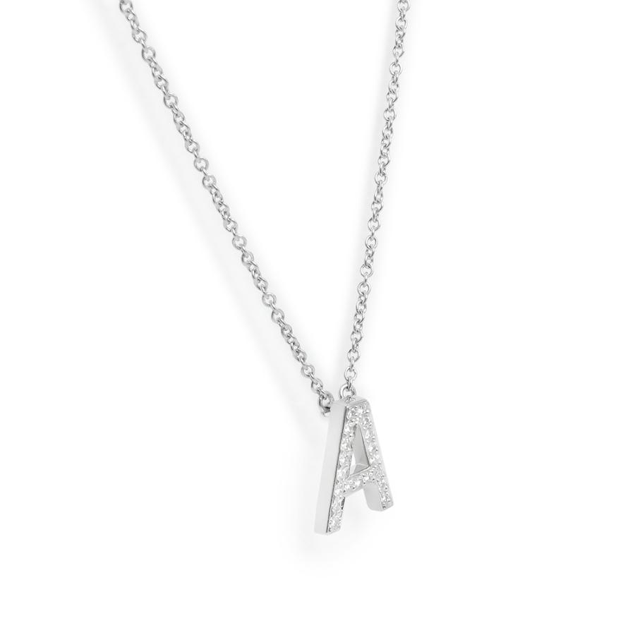 （美品）TIFFANY&Co. ティファニー レター イニシャル A アルファベット Pt950 プラチナ 19Pダイヤモンド シルバー ネックレス ペンダントの画像