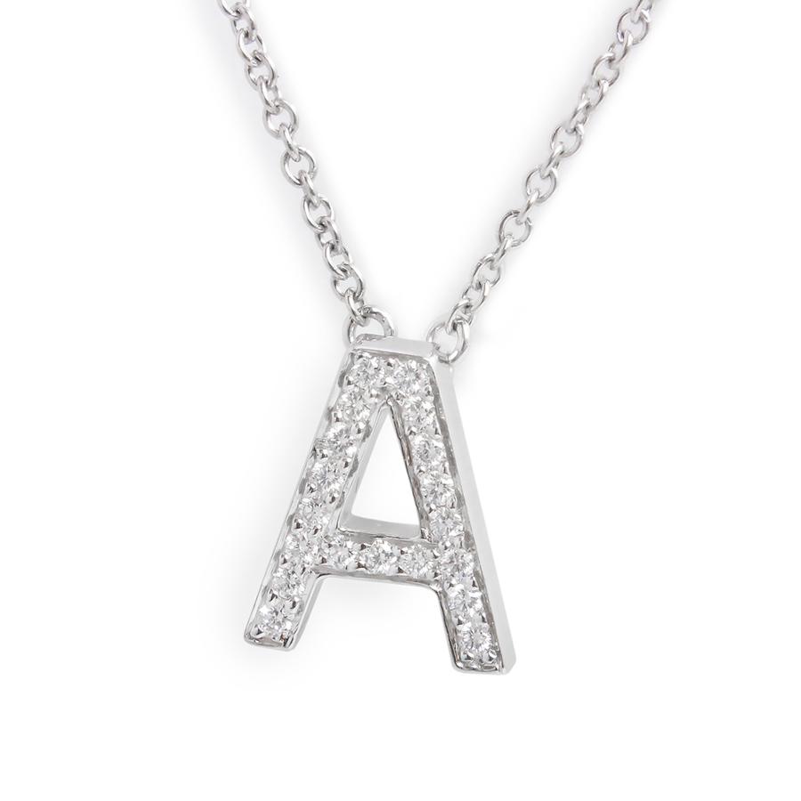 （美品）TIFFANY&Co. ティファニー レター イニシャル A アルファベット Pt950 プラチナ 19Pダイヤモンド シルバー ネックレス ペンダントの画像