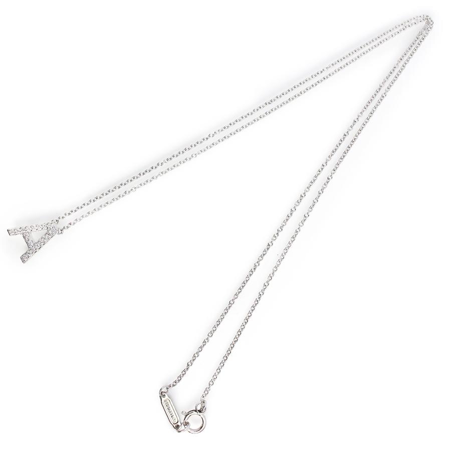 （美品）TIFFANY&Co. ティファニー レター イニシャル A アルファベット Pt950 プラチナ 19Pダイヤモンド シルバー ネックレス ペンダントの画像
