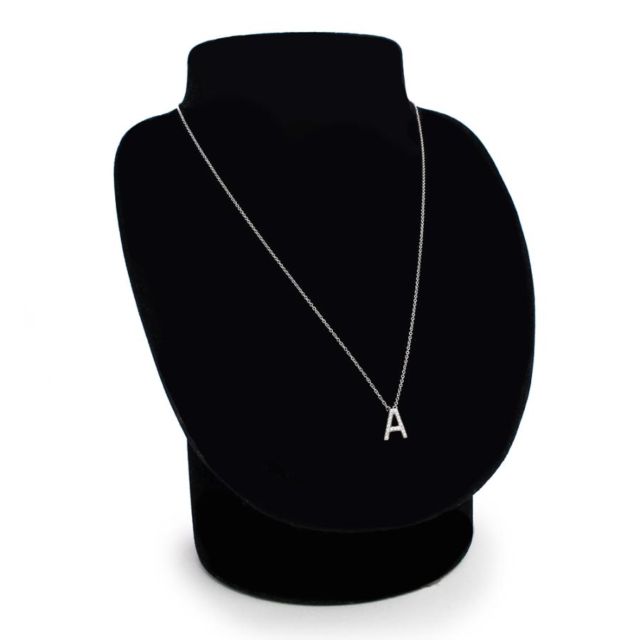 （美品）TIFFANY&Co. ティファニー レター イニシャル A アルファベット Pt950 プラチナ 19Pダイヤモンド シルバー ネックレス ペンダントの画像