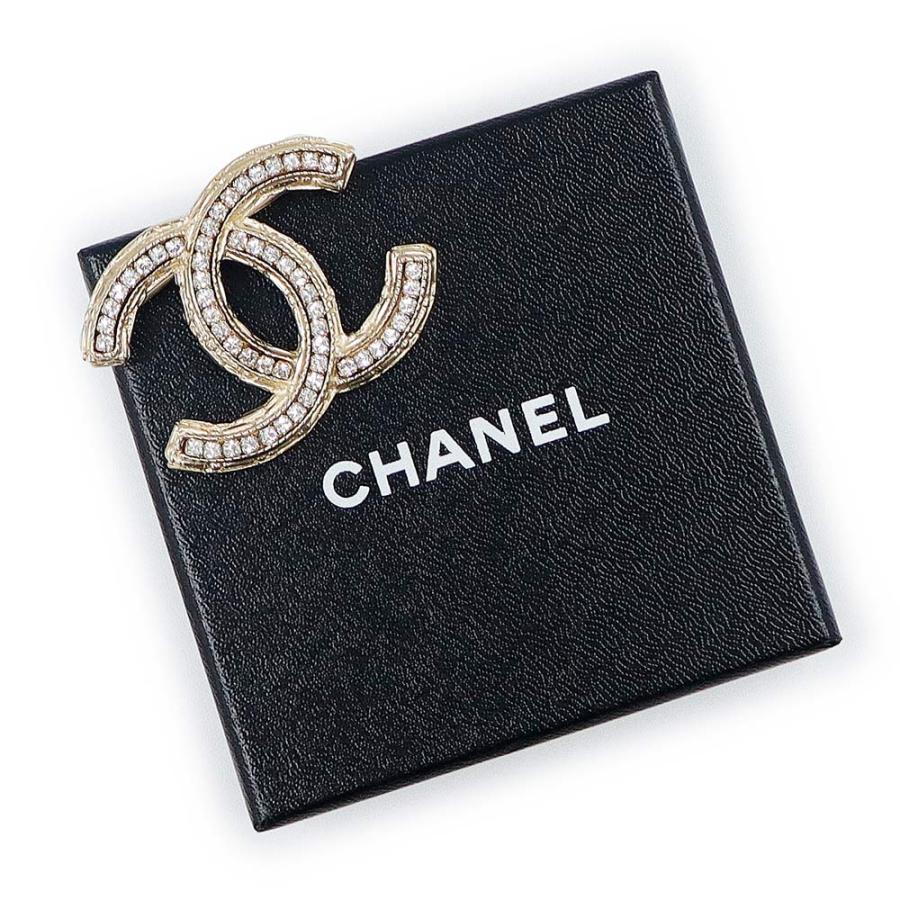 （未使用保管品）CHANEL シャネル A60232 ココマーク ラインストーン シャンパンゴールド ブローチ 箱付の画像