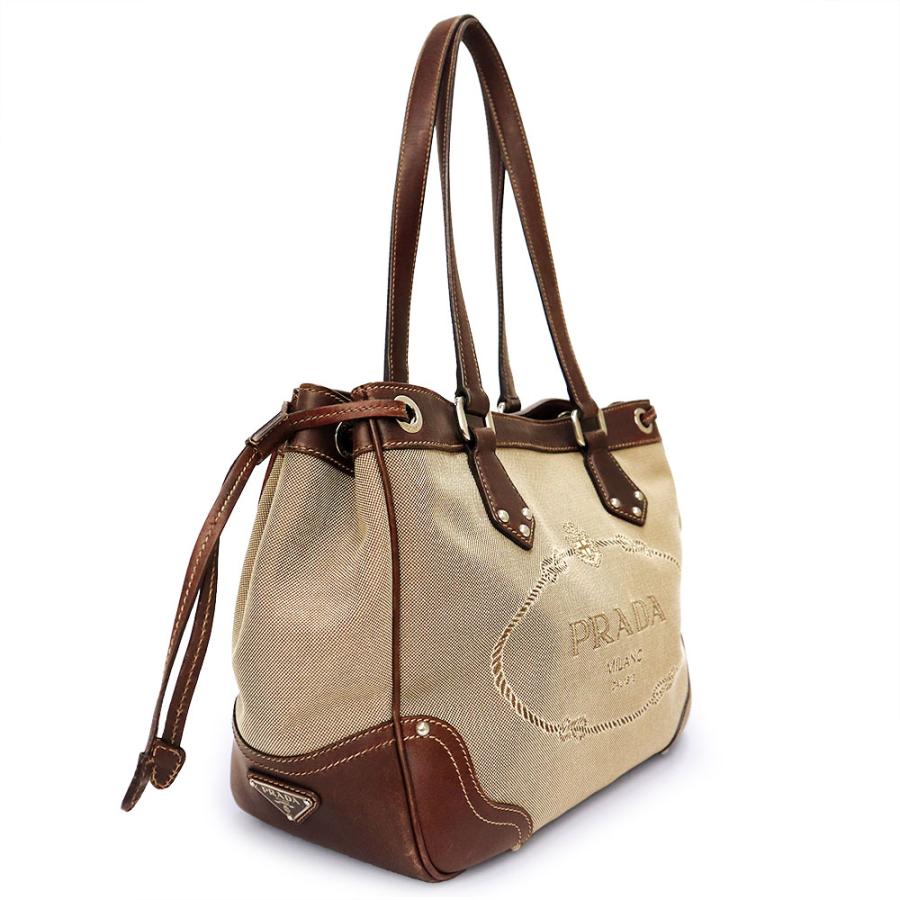 プラダ PRADA ツイード レザー ハンドバッグ 三角ロゴプレート PRADA（プラダ） （中古）PRADA BR3417 ロゴ ジャガード 三角ロゴ