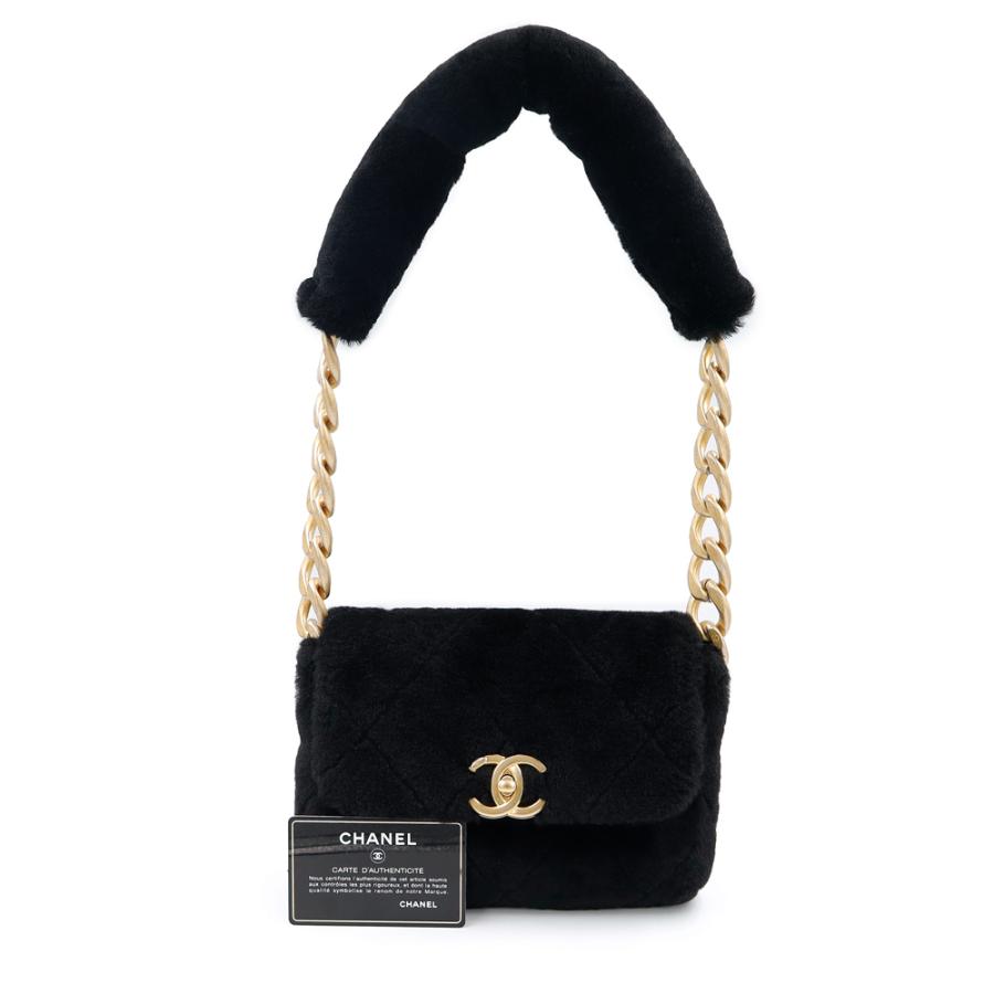 （未使用　展示品）CHANEL シャネル ココマーク マトラッセ チェーン ラムスキン シアリング ブラック ショルダーバッグ レザー アンティークゴールド金具_1