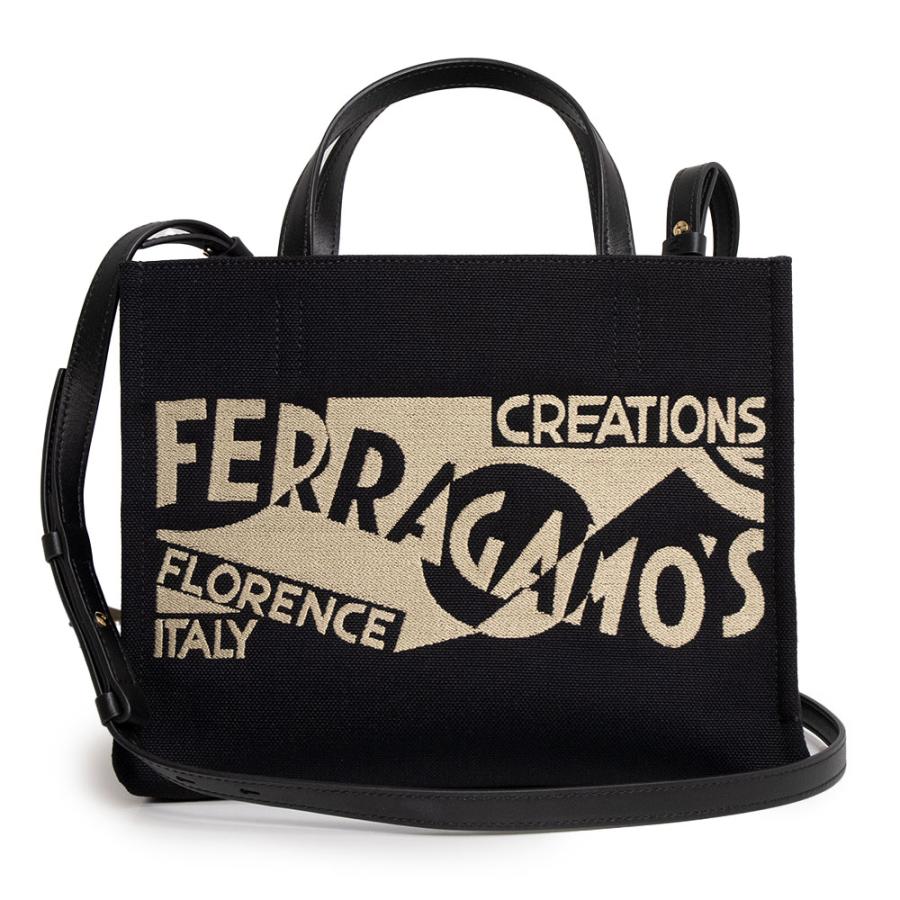 フェラガモ トートバッグ 2way ロゴ レザー 黒 大容量 FERRAGAMO（フェラガモ） （未使用 展示品）Salvatore Ferragamo