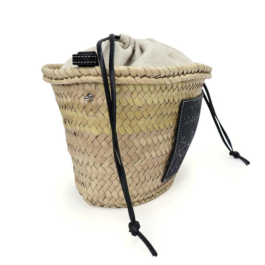 （未使用　展示品）LOEWE ロエベ A223222X01 ドローストリング バケット パームリーフ カーフスキン ナチュラル ベージュ ブラック ショルダーバッグ レザーの画像