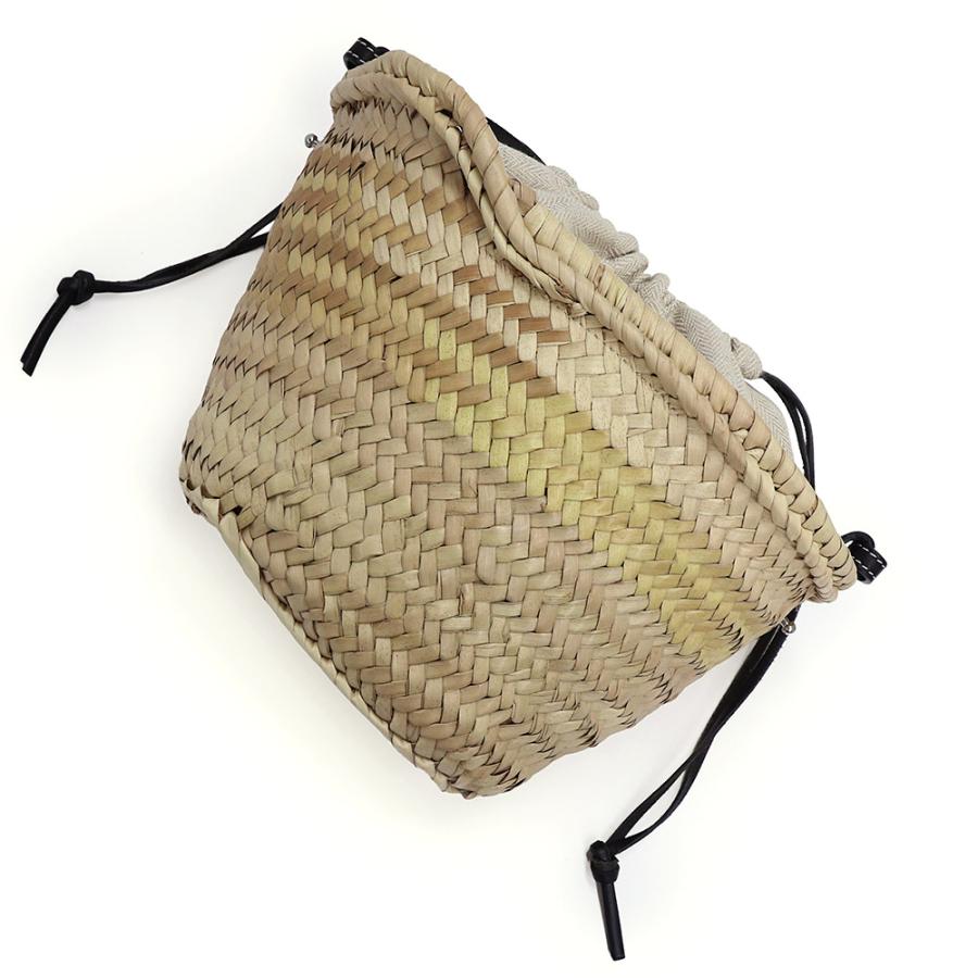 （未使用　展示品）LOEWE ロエベ A223222X01 ドローストリング バケット パームリーフ カーフスキン ナチュラル ベージュ ブラック ショルダーバッグ レザーの画像