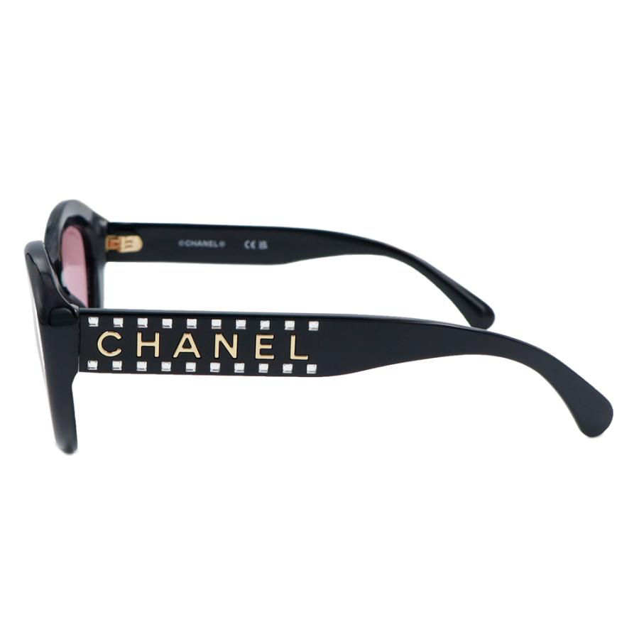 （美品）CHANEL シャネル A71668 ロゴ ラインストーン キャットアイ ブラック ゴールド ライトピンクレンズ 眼鏡 メガネ アイウェア サングラスの画像