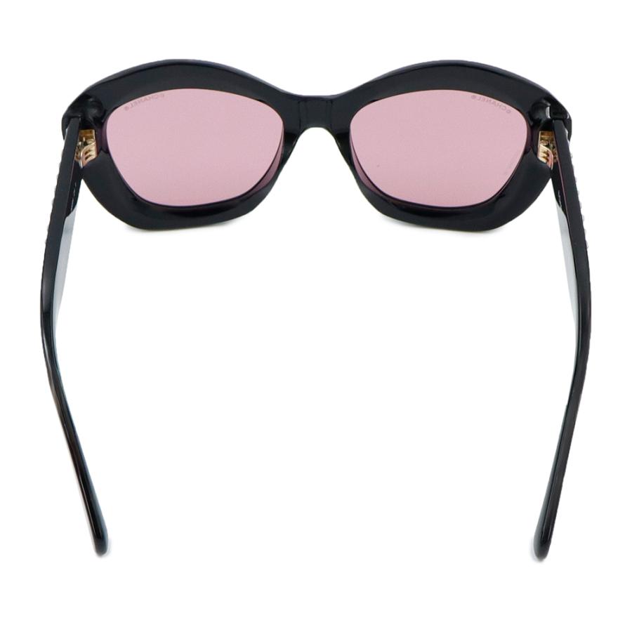 （美品）CHANEL シャネル A71668 ロゴ ラインストーン キャットアイ ブラック ゴールド ライトピンクレンズ 眼鏡 メガネ アイウェア サングラスの画像
