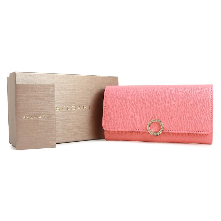 （新品・未使用品）BVLGARI ブルガリ 287272 ブルガリ ブルガリ BB ロゴクリップ ラージウォレット グレインカーフレザー ピンク レッド 二つ折り長財布 箱付の画像