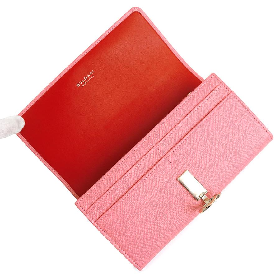 （新品・未使用品）BVLGARI ブルガリ 287272 ブルガリ ブルガリ BB ロゴクリップ ラージウォレット グレインカーフレザー ピンク レッド 二つ折り長財布 箱付の画像